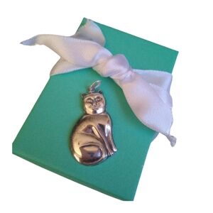 Signed NF Sterling Silver Cat Kitty 925 Pendant